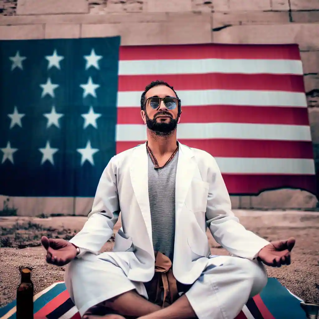 瞑想するアメリカ人男性
