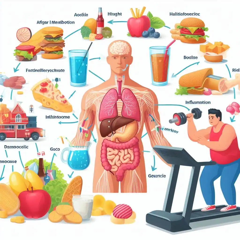 運動と食事、肥満のイメージ